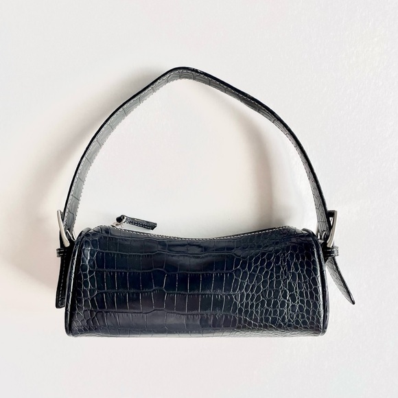 Chinese Laundry Black Croc Embossed Faux Leather Mini Bag - Picture 1 of 6